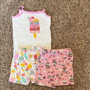 Colorful Ice Cream and Unicorn Toddler Girls Summer Pajama Set